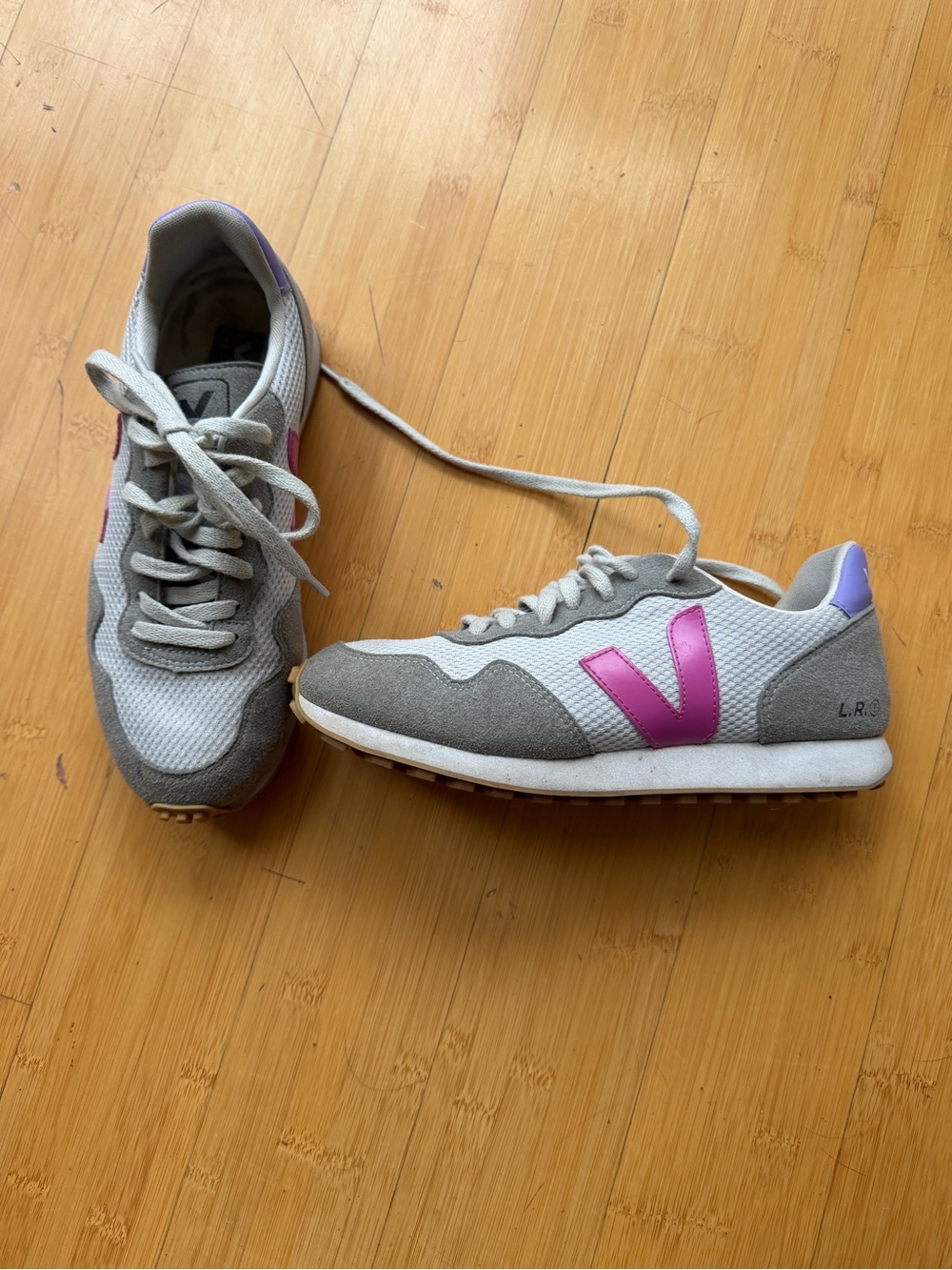 Veja Gray and Pink Women's Athletic Sneakers with Cushioned Support